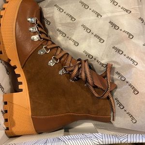 Brown lace up booties